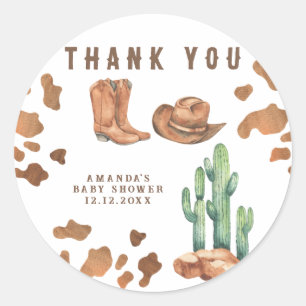 Kleine Cowboy Baby Shower Bedankt Ronde Sticker