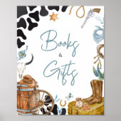 Kleine Cowboy Baby shower Boeken en geschenken Poster (Voorkant)