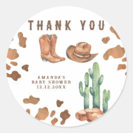 Kleine Cowboy Baby shower Dank u Ronde Sticker