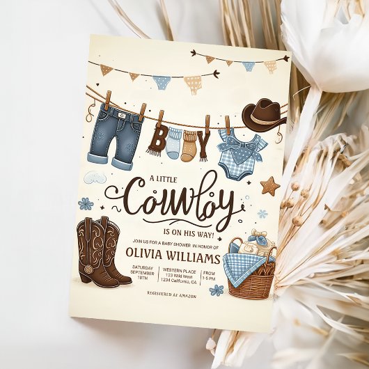 Kleine cowboy baby shower Invitation Kaart