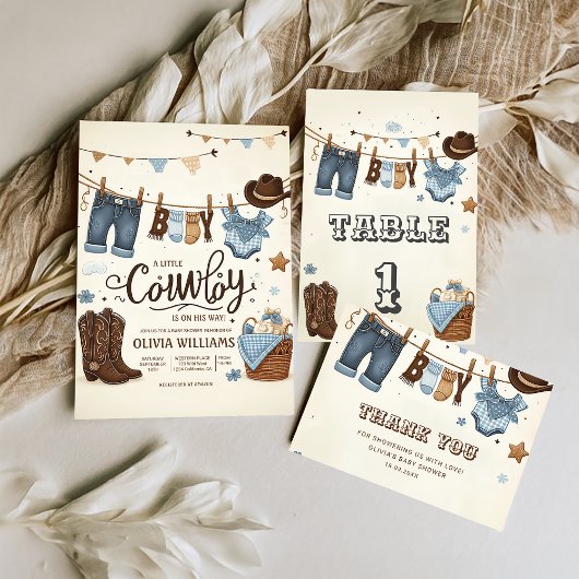 Kleine cowboy baby shower Invitation Kaart