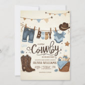 Kleine cowboy baby shower Invitation Kaart (Voorkant)