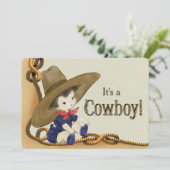 Kleine Cowboy Baby shower Kaart (Staand voorkant)
