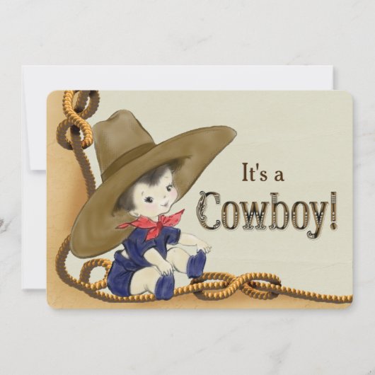 Kleine Cowboy Baby shower Kaart (Voorkant)