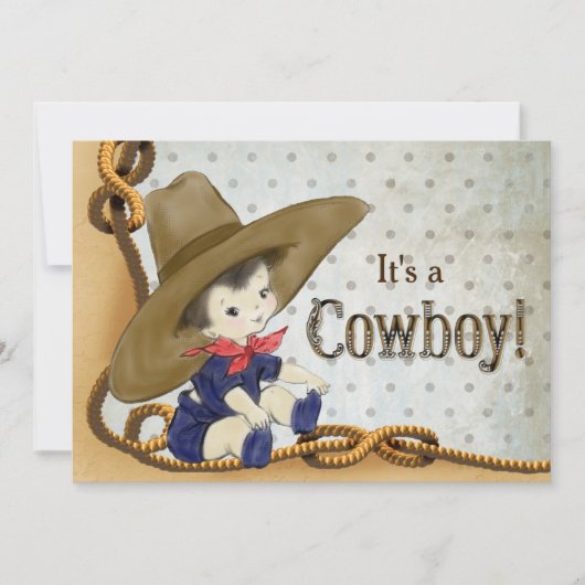 Kleine Cowboy Baby shower Kaart (Voorkant)