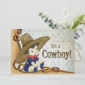Kleine Cowboy Baby shower Kaart (Staand voorkant)