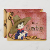 Kleine Cowboy Baby shower Kaart (Voorkant / Achterkant)