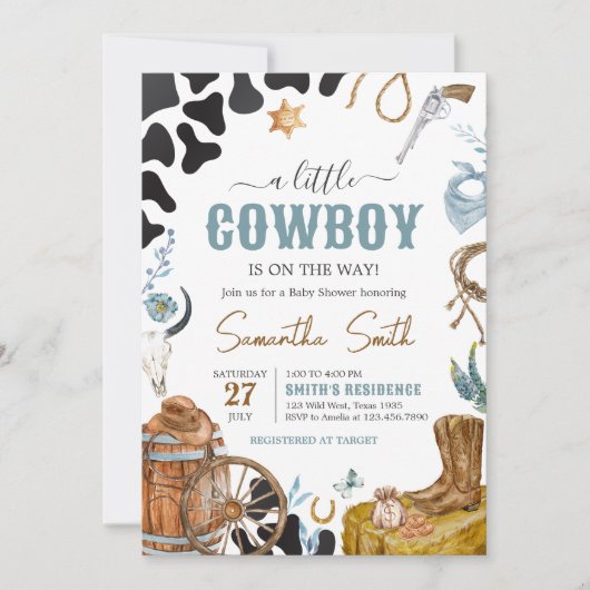 Kleine Cowboy Baby shower Kaart (Voorkant)