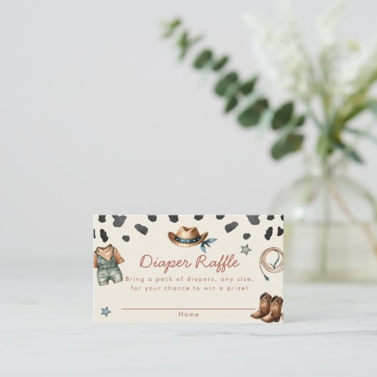 Kleine Cowboy baby shower luier loterij kaarten (Staand voorkant)