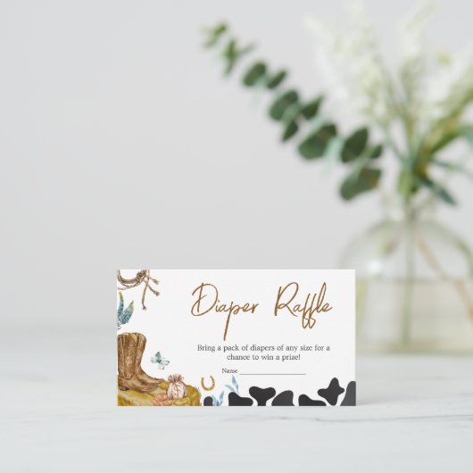 Kleine Cowboy Baby shower Luier Raffle Informatiekaartje (Staand voorkant)