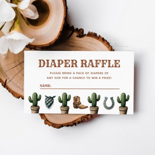 Kleine Cowboy Baby shower Luier Raffle Informatiekaartje
