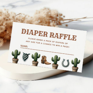 Kleine Cowboy Baby shower Luier Raffle Informatiekaartje