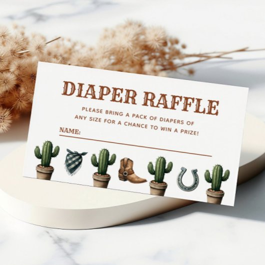 Kleine Cowboy Baby shower Luier Raffle Informatiekaartje