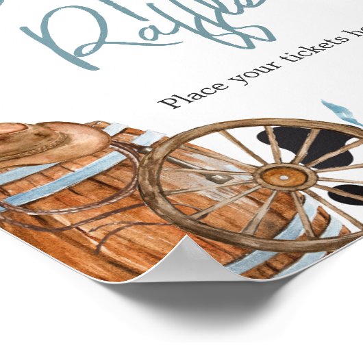 Kleine Cowboy Baby shower Luier Raffle Poster (Hoek)