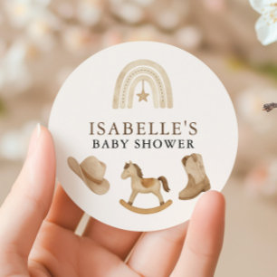 Kleine Cowboy Baby shower Ronde Sticker