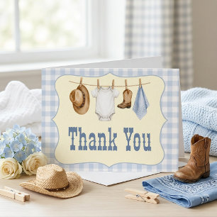 Kleine Cowboy Baby Shower Vouw Dankjewelkaart Bedankkaart