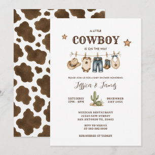 Kleine Cowboy Baby Shower Waslijn Kaart