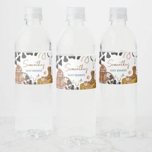 Kleine Cowboy Baby shower Waterfles Etiket (Flessen)