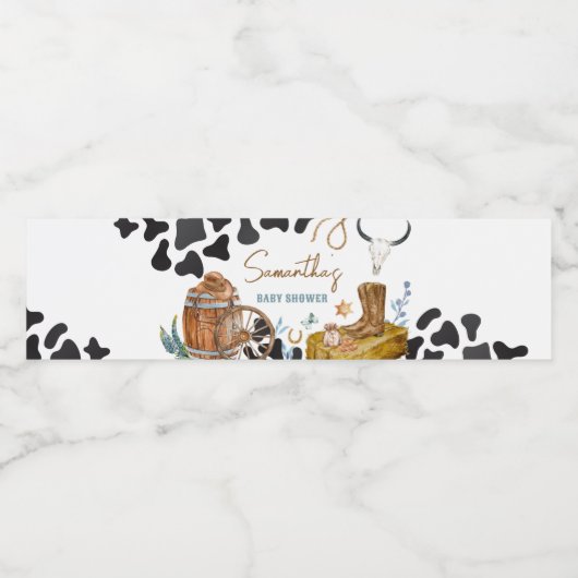 Kleine Cowboy Baby shower Waterfles Etiket (Enkel label)