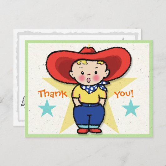 Kleine cowboy bedankt! Kaart (Voorkant / Achterkant)