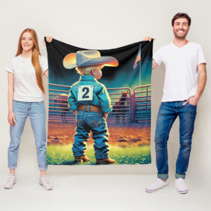 Kleine cowboy bij Rodeo Fence Amerikaanse vlag paa Fleece Deken