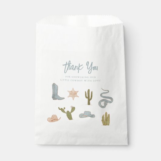 Kleine Cowboy Blauw Baby shower Bedankzakje (Voorkant)