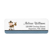 Kleine Cowboy Blauwe Polka Dots Etiket (Voorkant)