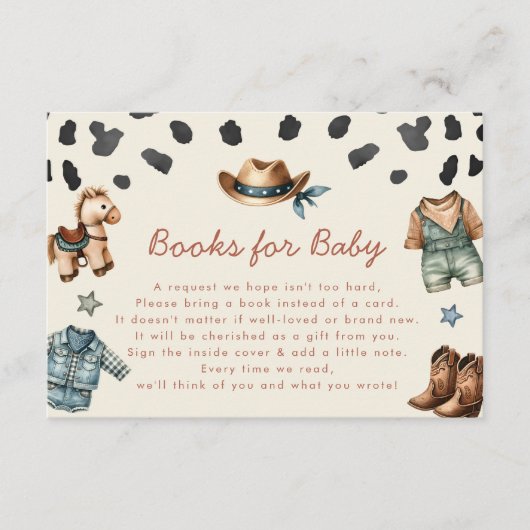Kleine Cowboy Boeken voor Baby Boy Shower Informatiekaartje (Voorkant)