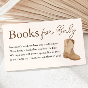 Kleine Cowboy Boeken voor Baby shower Informatiekaartje