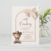 Kleine Cowboy Boho Baby shower Beer jongen Uitnodi Kaart (Staand voorkant)