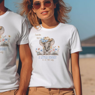 Kleine Cowboy Boho Olifant Baby Aankondiging T-shirt