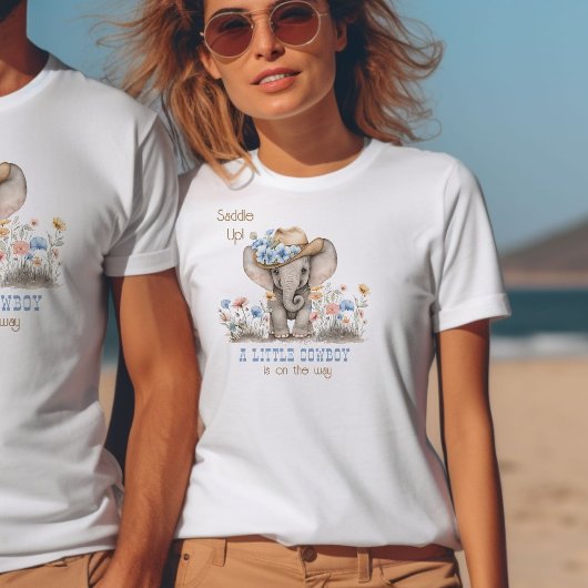 Kleine Cowboy Boho Olifant Baby Aankondiging T-shirt