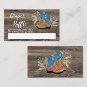Kleine Cowboy Bootie Baby shower Luier Raffle Enc Informatiekaartje (Voorkant / Achterkant)