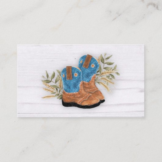 Kleine Cowboy Bootie Baby shower Luier Raffle Informatiekaartje (Achterkant)