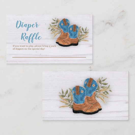 Kleine Cowboy Bootie Baby shower Luier Raffle Informatiekaartje (Voorkant / Achterkant)