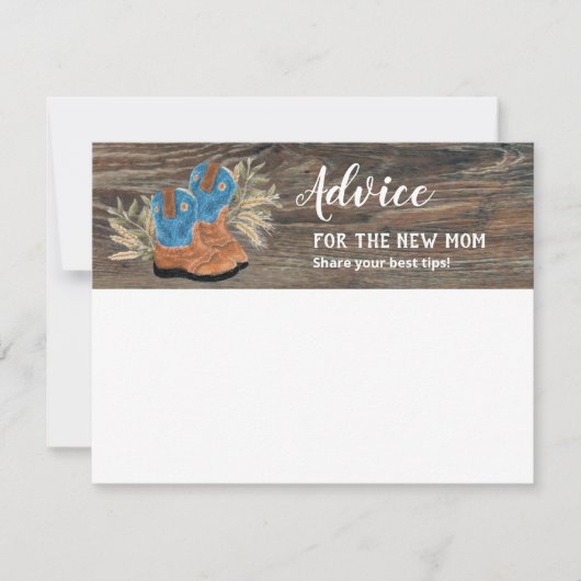 Kleine Cowboy Bootie Dark Wood Advice Card Bedankkaart (Voorkant)