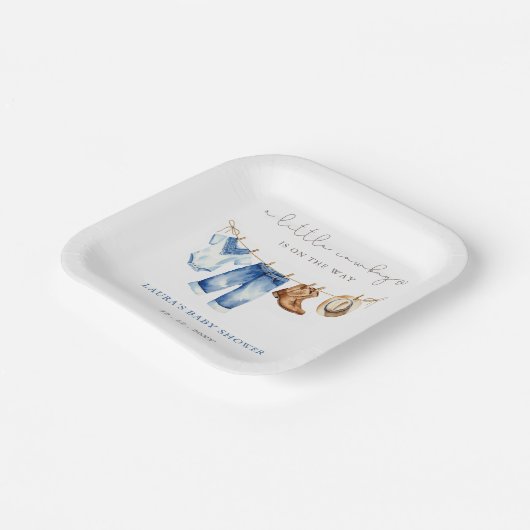 Kleine Cowboy Boy Baby shower Papieren Bordje (Gebogen)