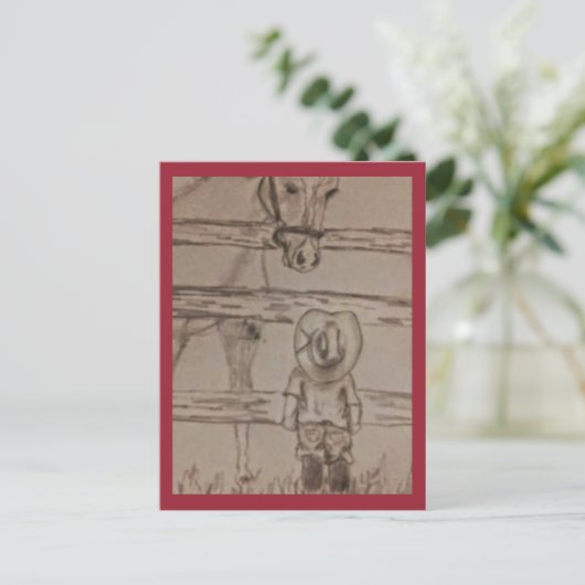 kleine cowboy briefkaart (Staand voorkant)