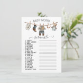 Kleine Cowboy Clothesline Baby Word Scramble Kaart (Staand voorkant)