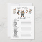 Kleine Cowboy Clothesline Baby Word Scramble Kaart (Voorkant)