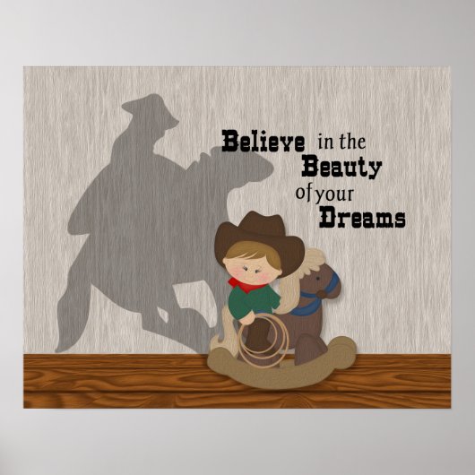 Kleine Cowboy Droom Wordart Poster (Voorkant)