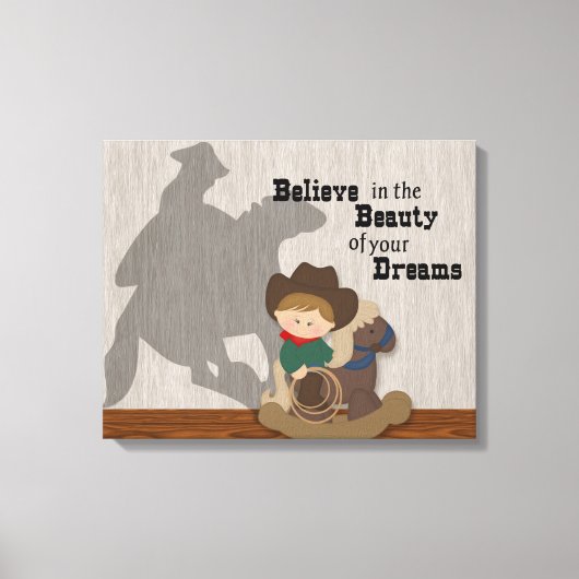 Kleine Cowboy Geloof in je dromen Canvas Afdruk (Voorkant)