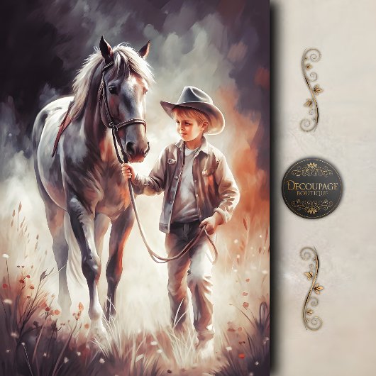 Kleine Cowboy Gezel Decoupage Tissuepapier