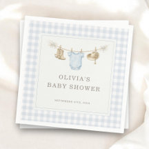 Kleine Cowboy Gingham Blauwe Jongens Baby Shower F