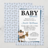Kleine Cowboy Hoefijzers Baby Shower Invitaties Kaart (Voorkant / Achterkant)