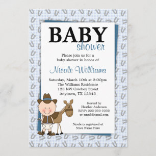 Kleine Cowboy Hoefijzers Baby Shower Invitaties Kaart