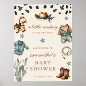 Kleine Cowboy is op weg jongen baby shower welkom Poster (Voorkant)