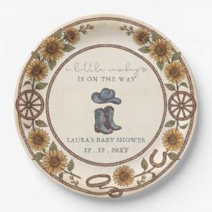 Kleine Cowboy Jongen Baby Borrel Papieren Bordje