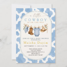 Kleine Cowboy Jongen Blauwe Koeienprint Baby Showe