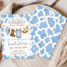 Kleine Cowboy Jongen Blauwe Koeienprint Baby Showe